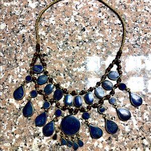 Lapis Lazuli Afghan Turkmen Necklace Tribal Necklace Alpaca Silver 18" 💎